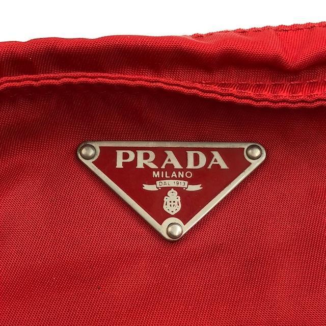 PRADA プラダ ナイロン ロゴプレート ショルダーバッグ レッド