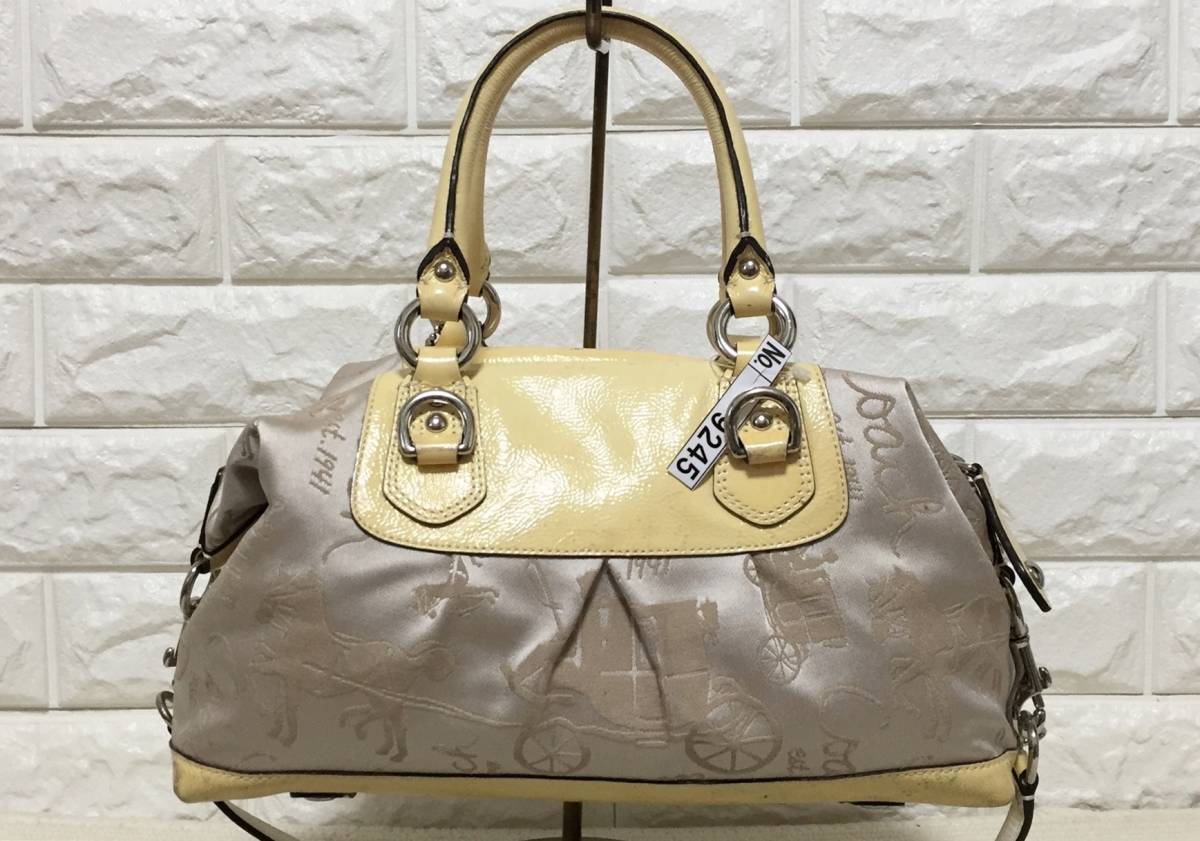 no9245 COACH コーチ F15540 エナメル キャンバス 2way ショルダー 