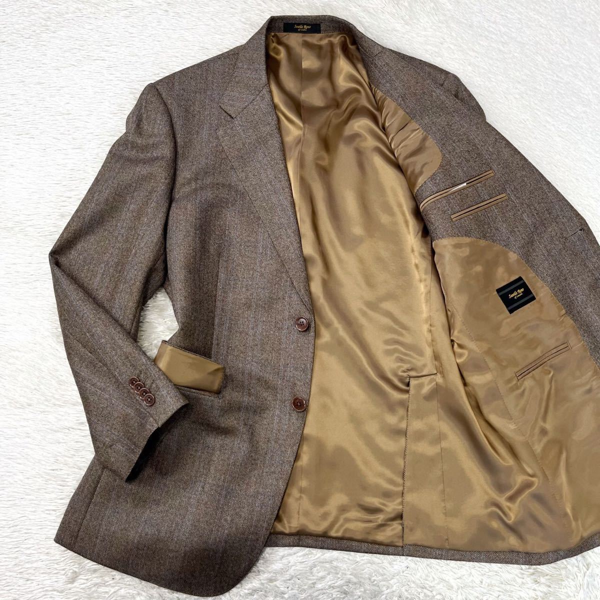 赤字超特価，新品 サヴィルロウ ドーメル 大人の風格 Savile Row テーラードジャケット ヘリンボーン ブラウン ウール XL位(XLサイズ以上)｜売買されたオークション情報、yahooの商品情報をアーカイブ公開 - オー XLサイズ以上