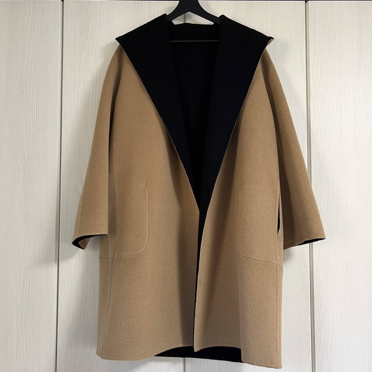 ☆正規品・美品☆レア エルメス フード付き ロング丈 リバーシブル 