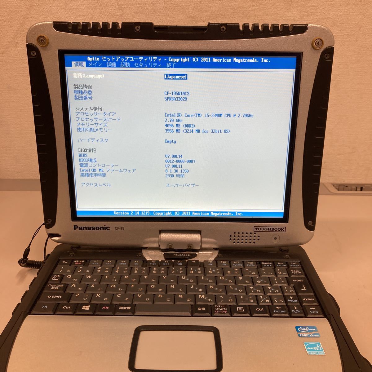 TOUGHBOOK CF-19◇Core i5-3340M◇メモリ4GB◇HDD500GB◇タッチパネル
