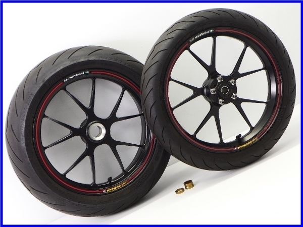 ★ 《W4》良品♪ハイパーモタード1100S 純正マルケジーニ アルミ鍛造ホイールset♪実働車取外♪848/M1100/S/ストリートファイター848♪