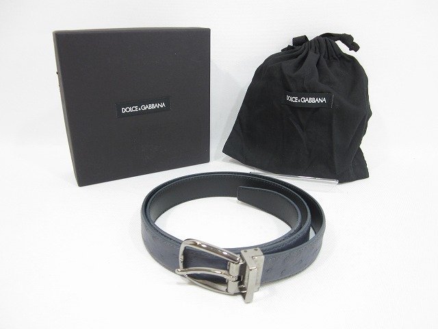 DOLCE&GABBANA /ドルチェ&ガッバーナ オーストリッチ レザーベルト イタリア製 本革 サイズ : 95cm グレー ドルチェ＆ガッバーナ DOLCE&amp;GABBANA オーストリッチ シシリー ドルチェ&amp;ガッバーナケトル｜ ドレスシューズ