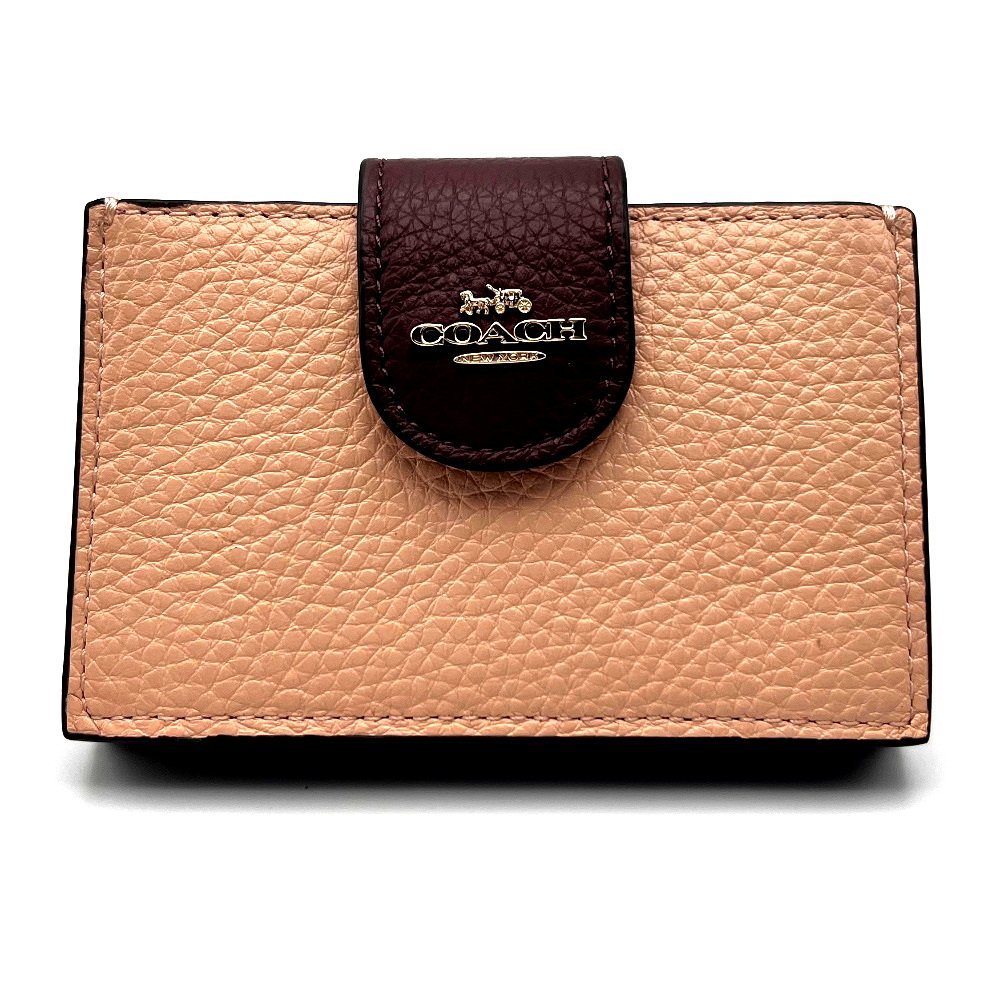 《未使用タグ有り　新品同様》コーチ　C8310　アコーディオン　カードケース　カラーブロック　ぺブルレザー　フラグメントケース　mh817