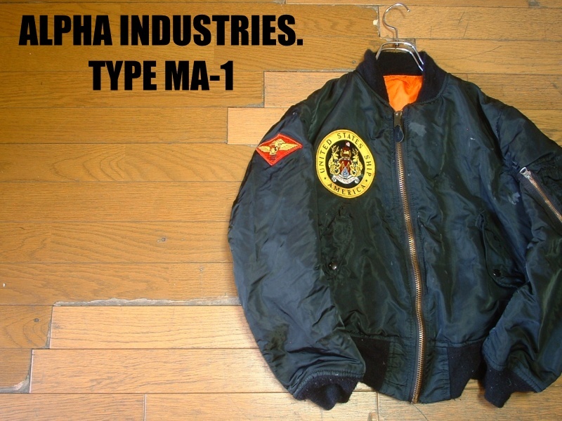 ALPHA INDUSTRIES.ワッペンデコMA-1フライトジャケットM正規 ALPHA INDUSTRIES.ワッペンデコMA-1フライトジャケットM正規
