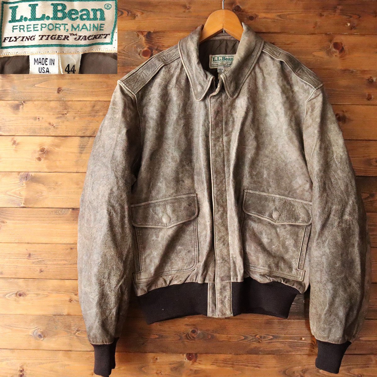 I8/s10.11-4 80s USA製 LLBEAN エルエルビーン 本革 A-2 I8/s10.11-4 80s USA製 LLBEAN エルエルビーン 本革 A-2
