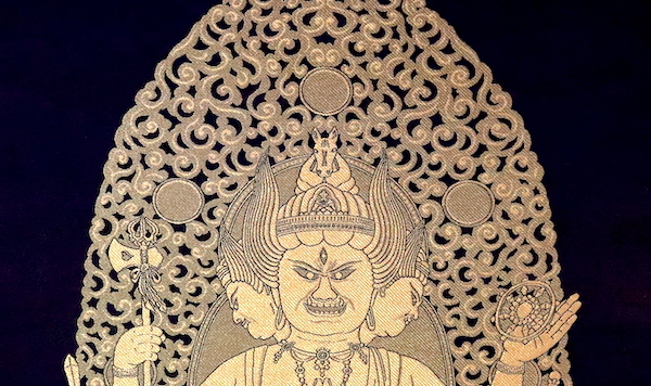 幸》 「佐藤重教」 名作 本金西陣織 馬頭観音像 共箱 二重箱 ：中国画