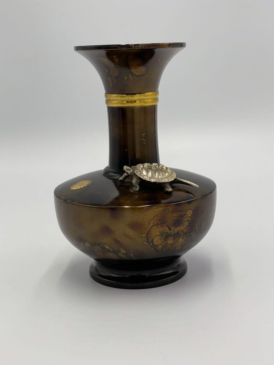 青銅器？菊の御紋入り 高岡銅器】峰雲 青銅 花瓶 花器 菊花紋 骨董 