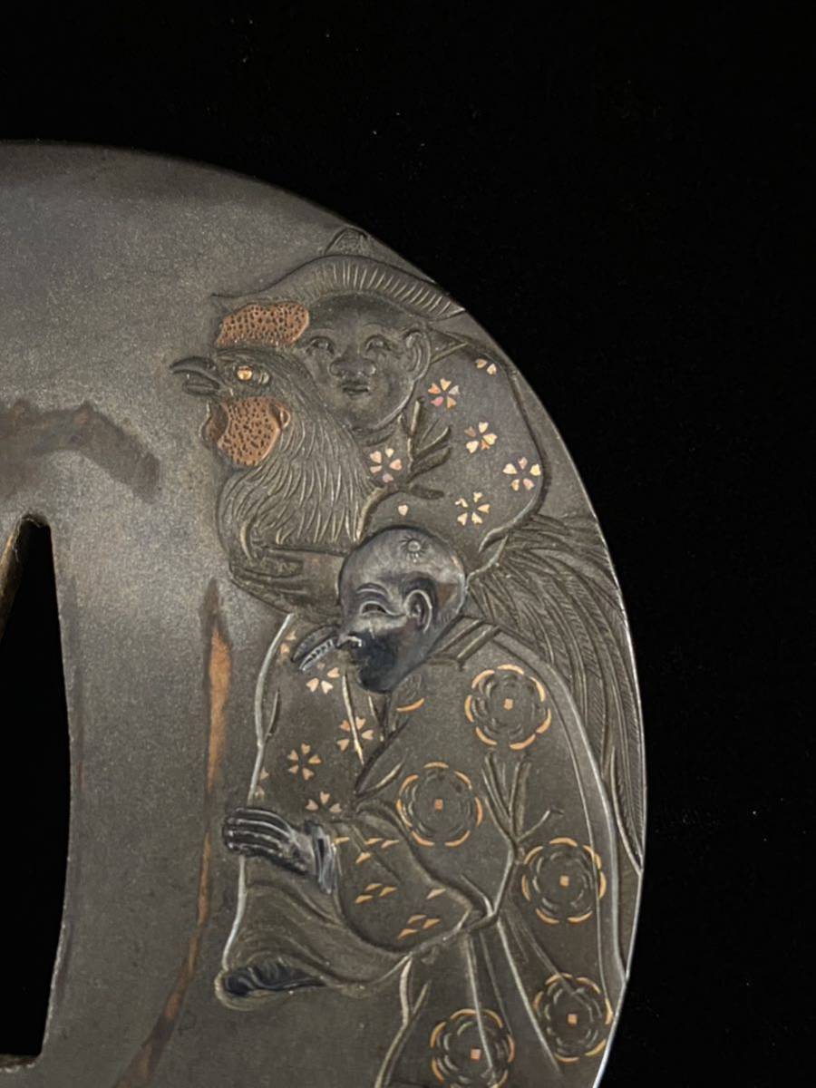 B-41 鍔　在銘　武具　刀装具　時代物　日本刀　骨董品　美術品　工芸品 B-41 鍔 在銘 武具 刀装具 時代物 日本刀 骨董品 美術品 工芸品