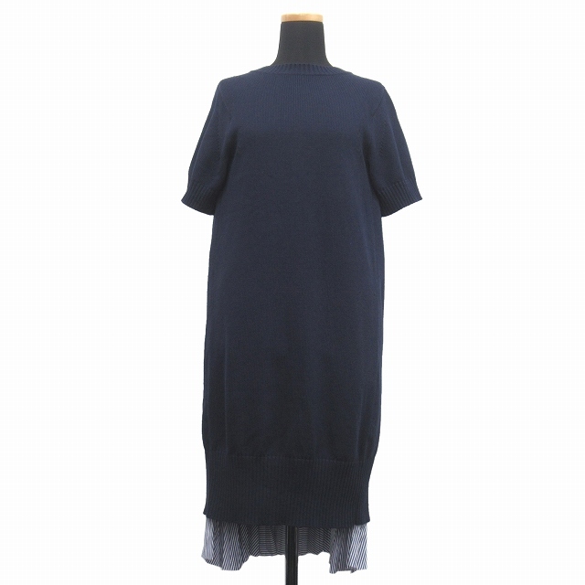 美品 19SS サカイ sacai 切替 ドッキング ニット ロング ワンピース