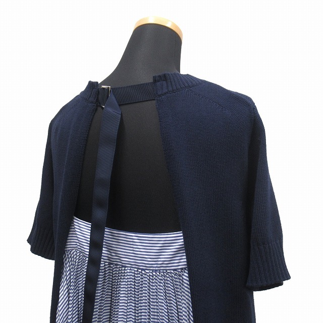 美品 19SS サカイ sacai 切替 ドッキング ニット ロング ワンピース