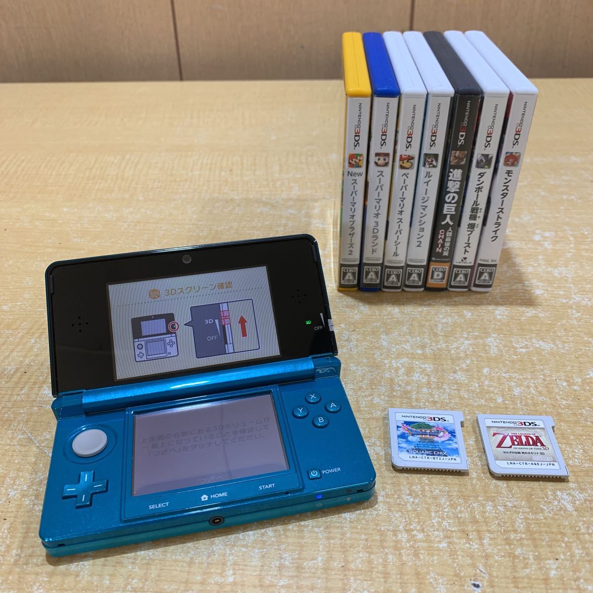 M○ Nintendo ニンテンドー3DS CTR-001(JPN) 本体 + ソフト9本セット　マリオ ゼルダ ドラクエ など　②