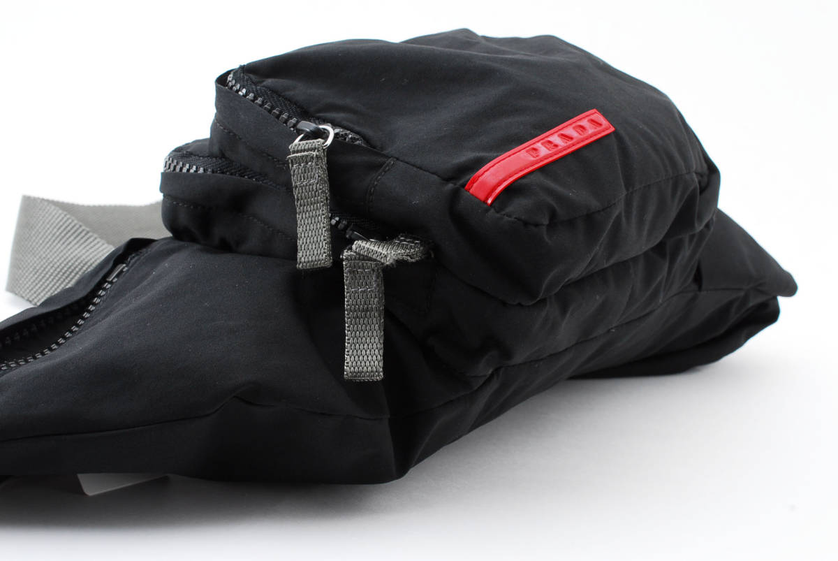1円 美品 PRADA プラダ ウエストポーチ ボディバッグ ナイロン 