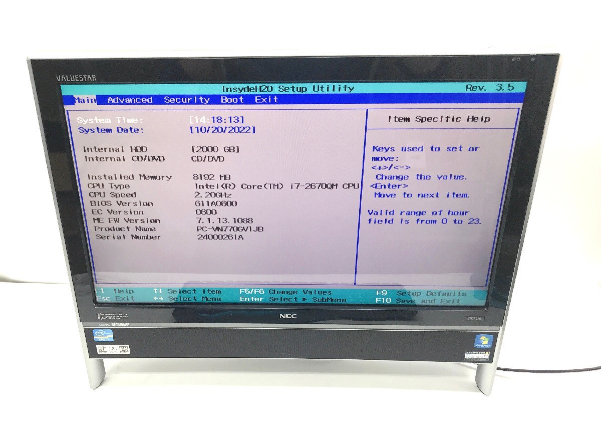 NEC Core VALUESTAR i7 2.2GHz 2670QM VN770⁄G i7-2670QM 一