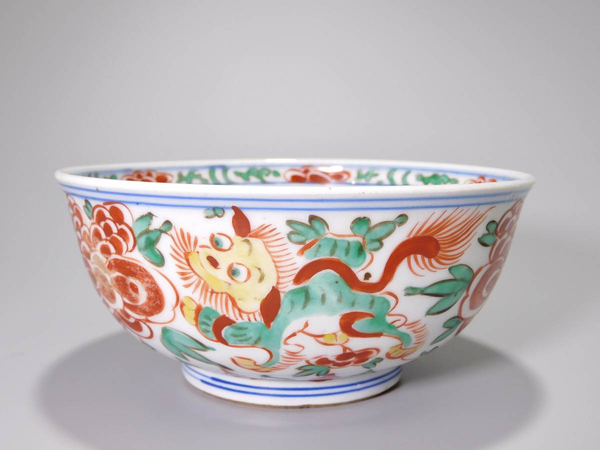 明 赤絵獅子文茶碗 五彩茶碗(明)｜売買されたオークション情報