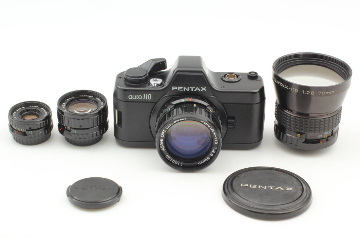ペンタックス Pentax auto110 フィルムカメラ + 18mm 24mm 50mm 70mm