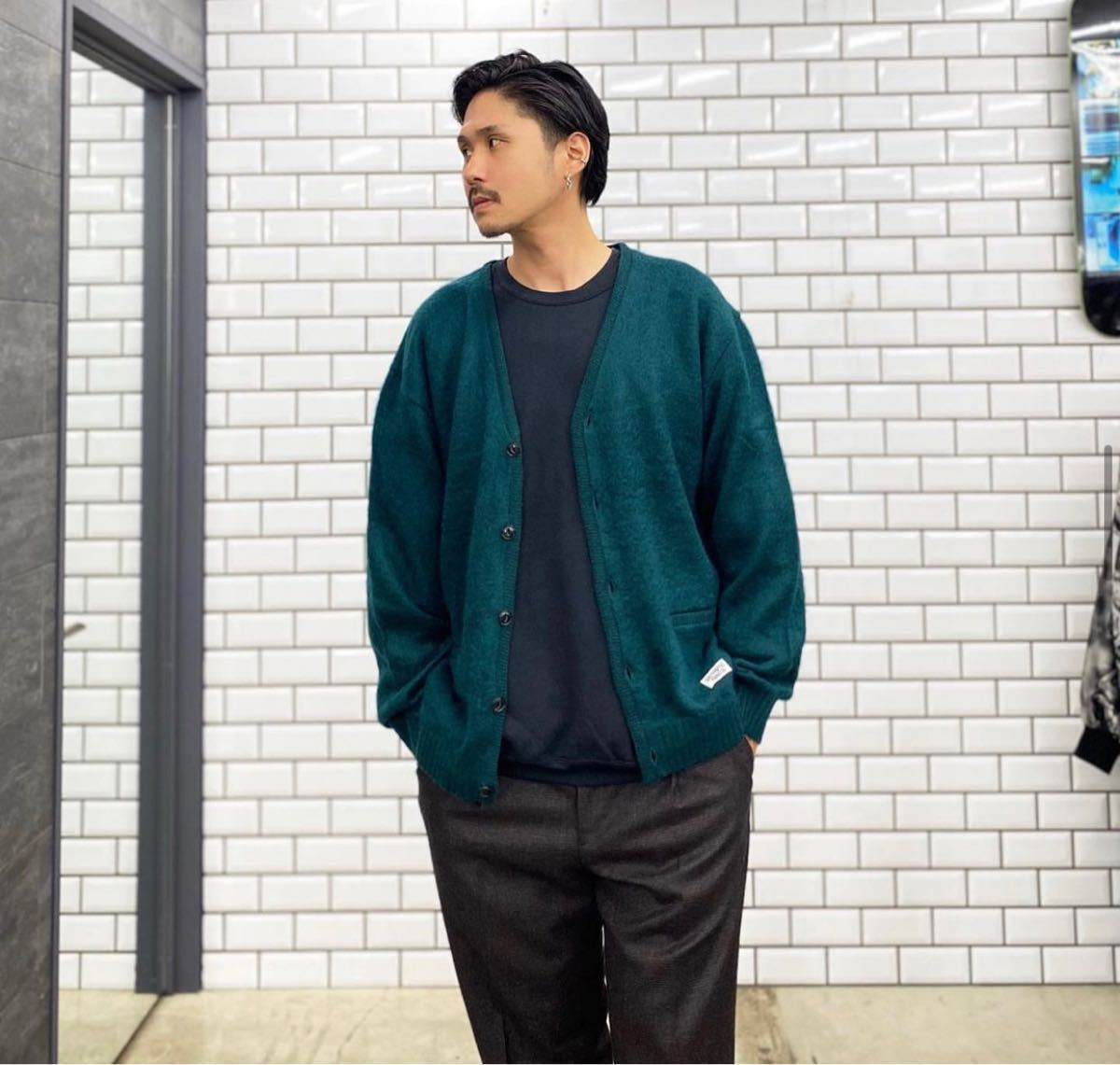 size L wackomaria 21aw モヘヤカーディガン グリーン ワコマリア 
