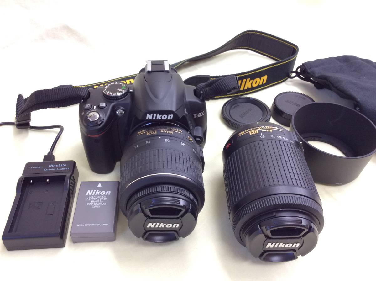 Nikon D3000 本体 レンズ55㎜と200㎜の2本セット Nikon D3000 18-55mm