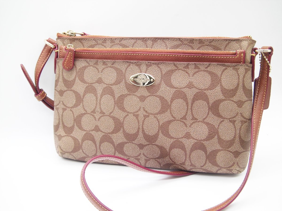 □【美品】COACH コーチ F52657 PVC シグネチャー レザー ショルダー 