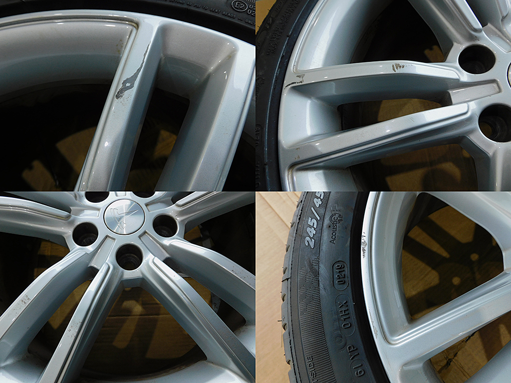 テスラモデルS 純正ホイール 19インチ 6007214-00-D 19x8.0J+40MM ミシュラン Michelin PilotSport3 245/45R19 ホイール・タイヤ4本セット S TESLA Model 5H 19X8.0 0