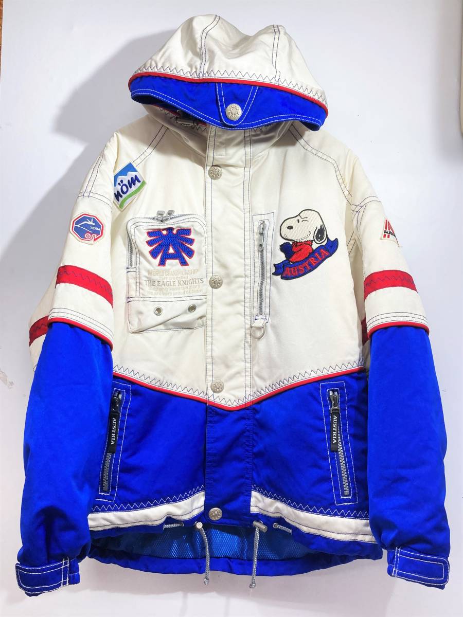  ② 日本製 アシックス AUSTRIA代表モデル スヌーピー スキーウェア 上のみ ジャケット JASPOサイズL 白&times;青 スノーウェア スキー スノボ(Lサイズ)｜売買されたオークション情報、yahooの商品情 トップス、ジャケット