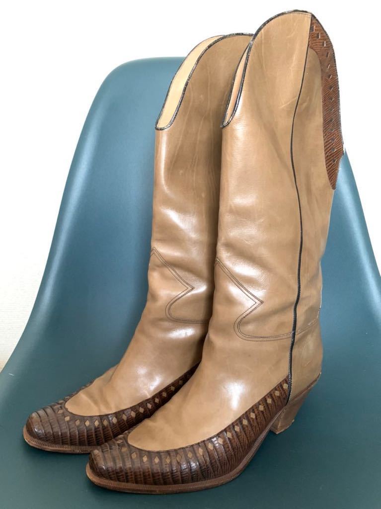 ◇USA70’sヴィンテージ◇Neiman-Marcus◇レザーウェスタンブーツ◇イタリア製◇38 1/2◇