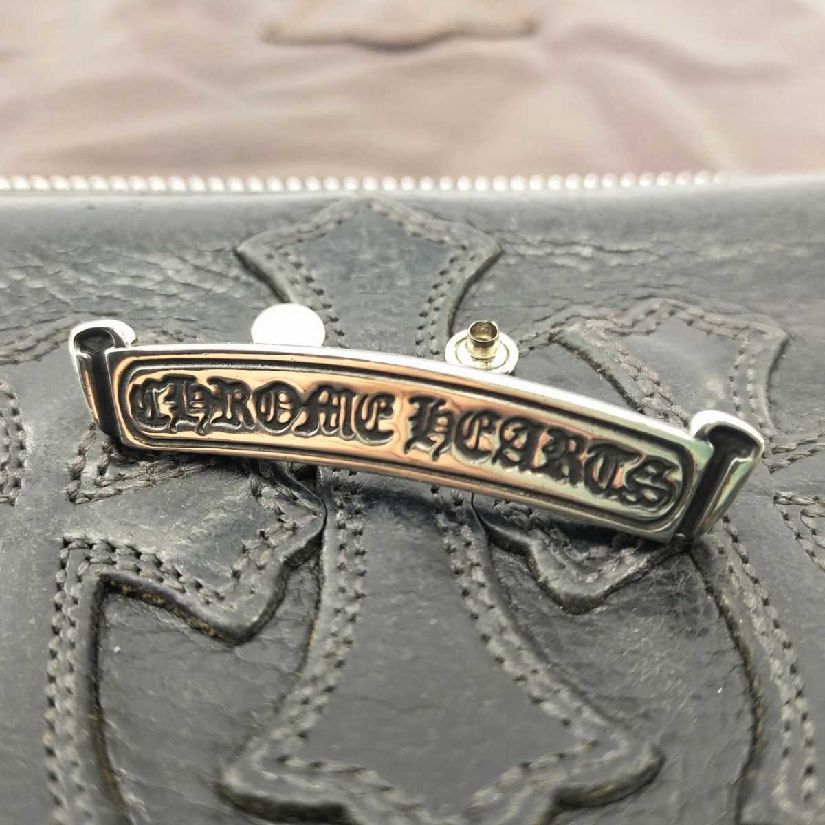 クロムハーツ(U1)美品！激レア！スクロールラベルリベット修復済み！ロゴプレート ナイロンショルダーバッグ カシメ 正規品 純正パーツ