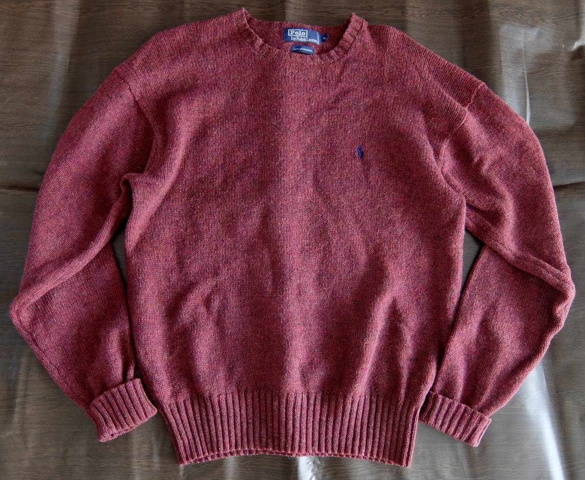90s POLO RALPH LAUREN ラルフローレン セーター ラムウール サイズL 即決あり！