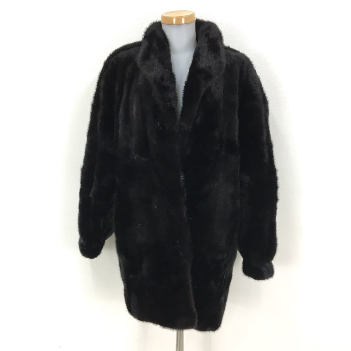 Y-215 高級 本毛皮 MG SABLE FUR ミンク MINK セミロングコート ファー 