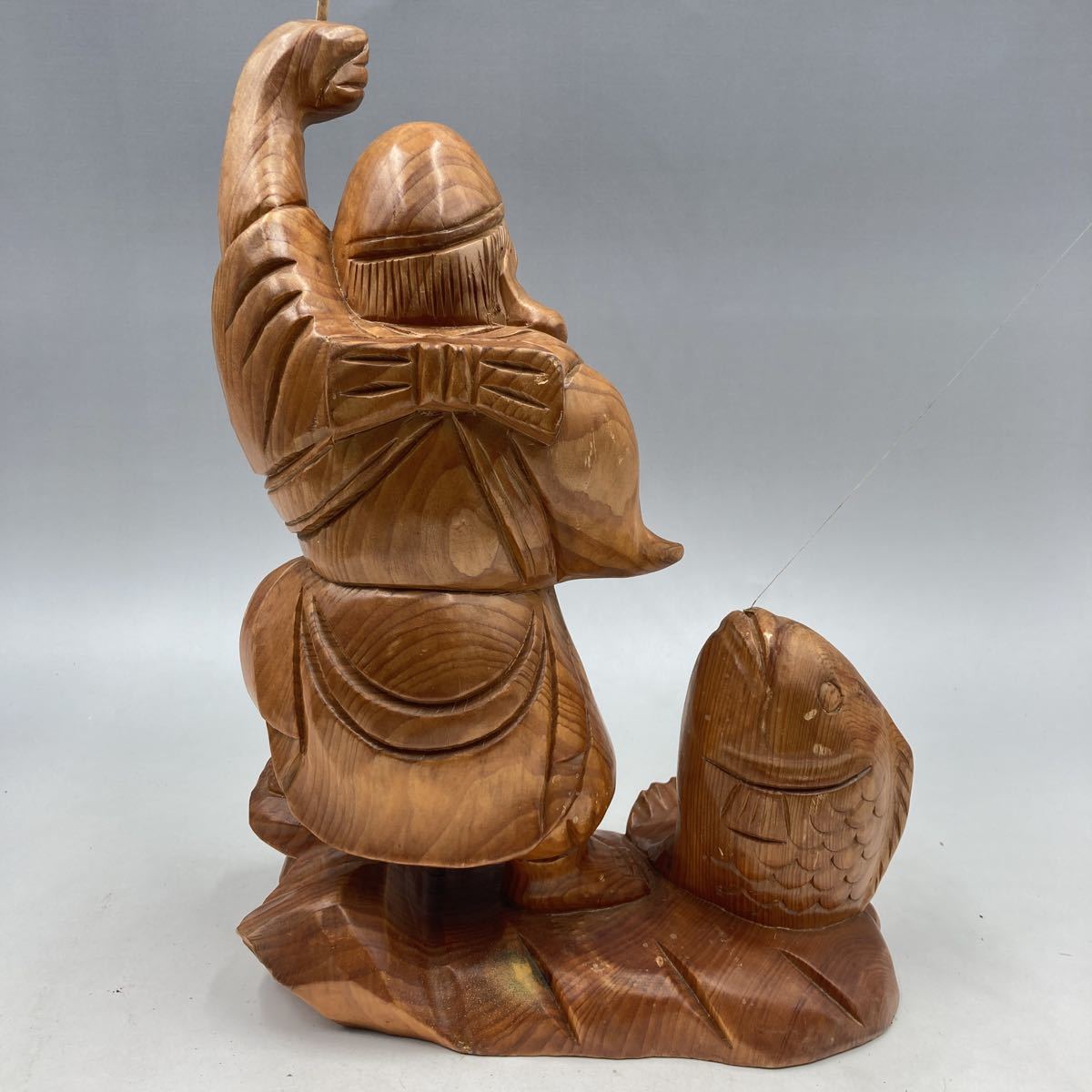 木彫り 恵比寿様 置物 七福神 縁起物 釣り (和風)｜売買された