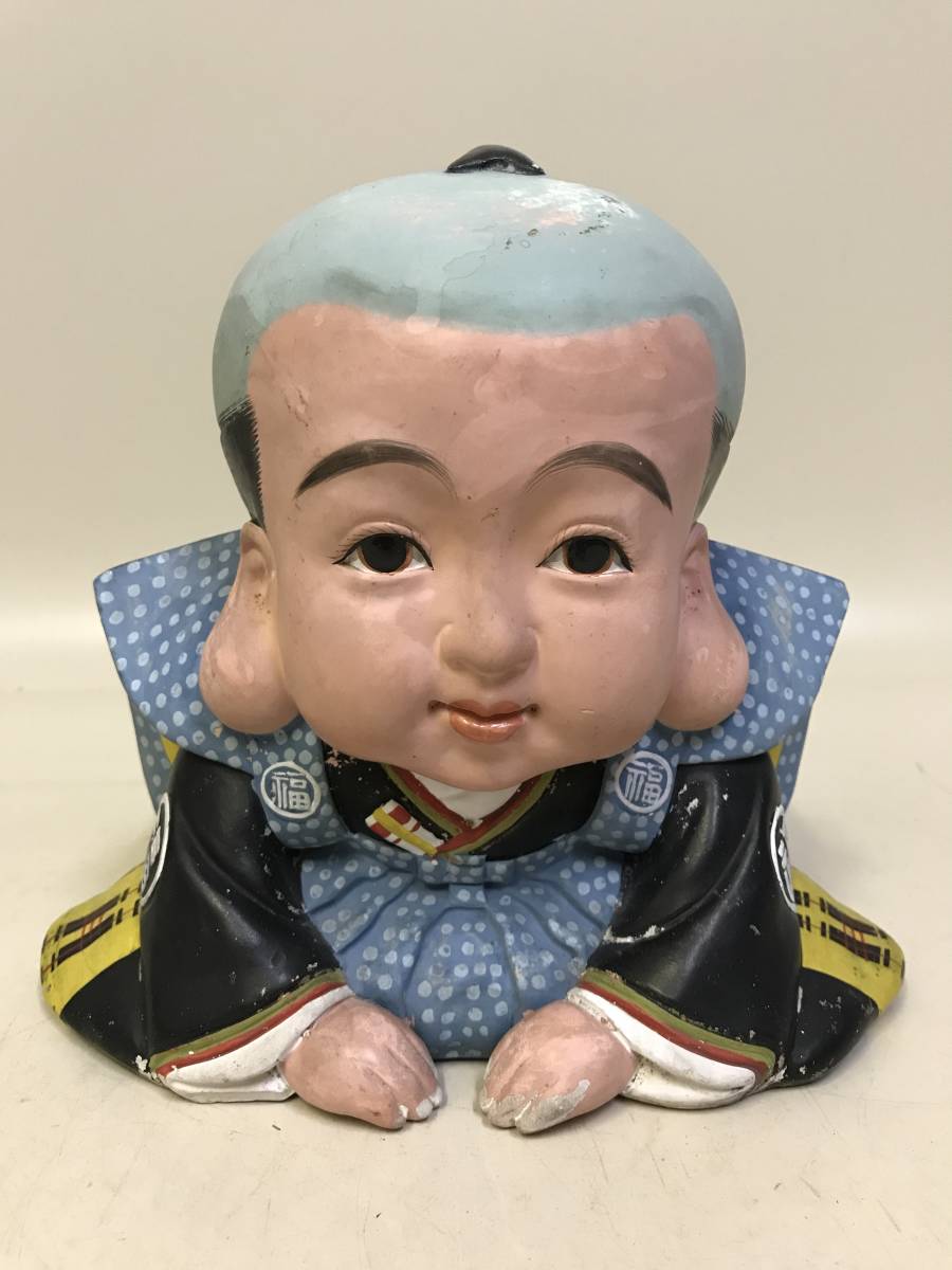 戦前 博多人形 土人形 福助 20cm 戦前 博多人形 土人形 福助 20cm