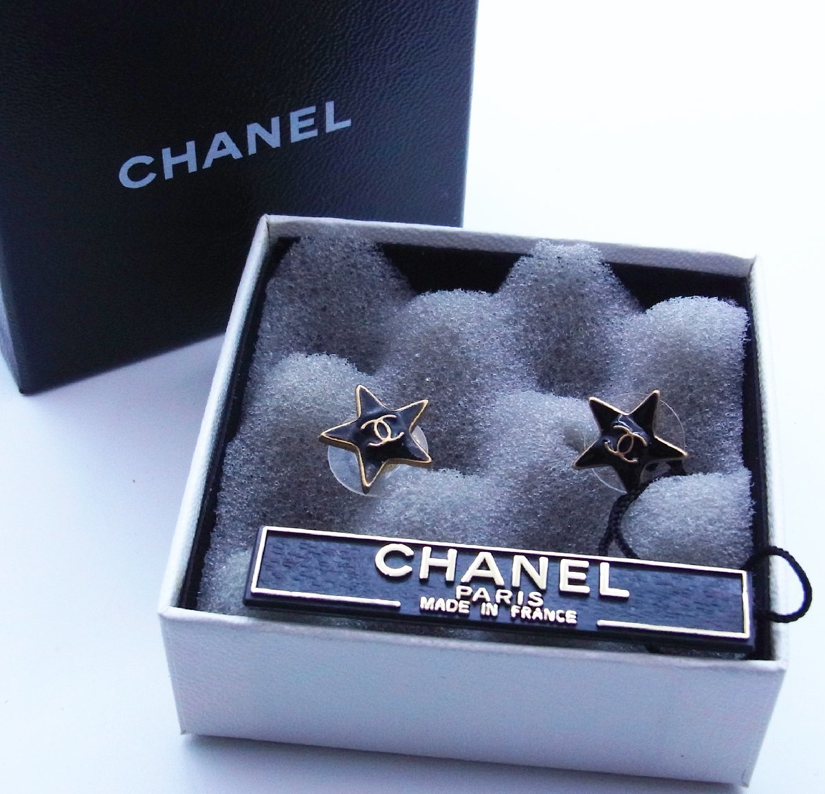 CHANEL シャネル☆ピアス ココマーク スター/星 ブラック×ゴールド