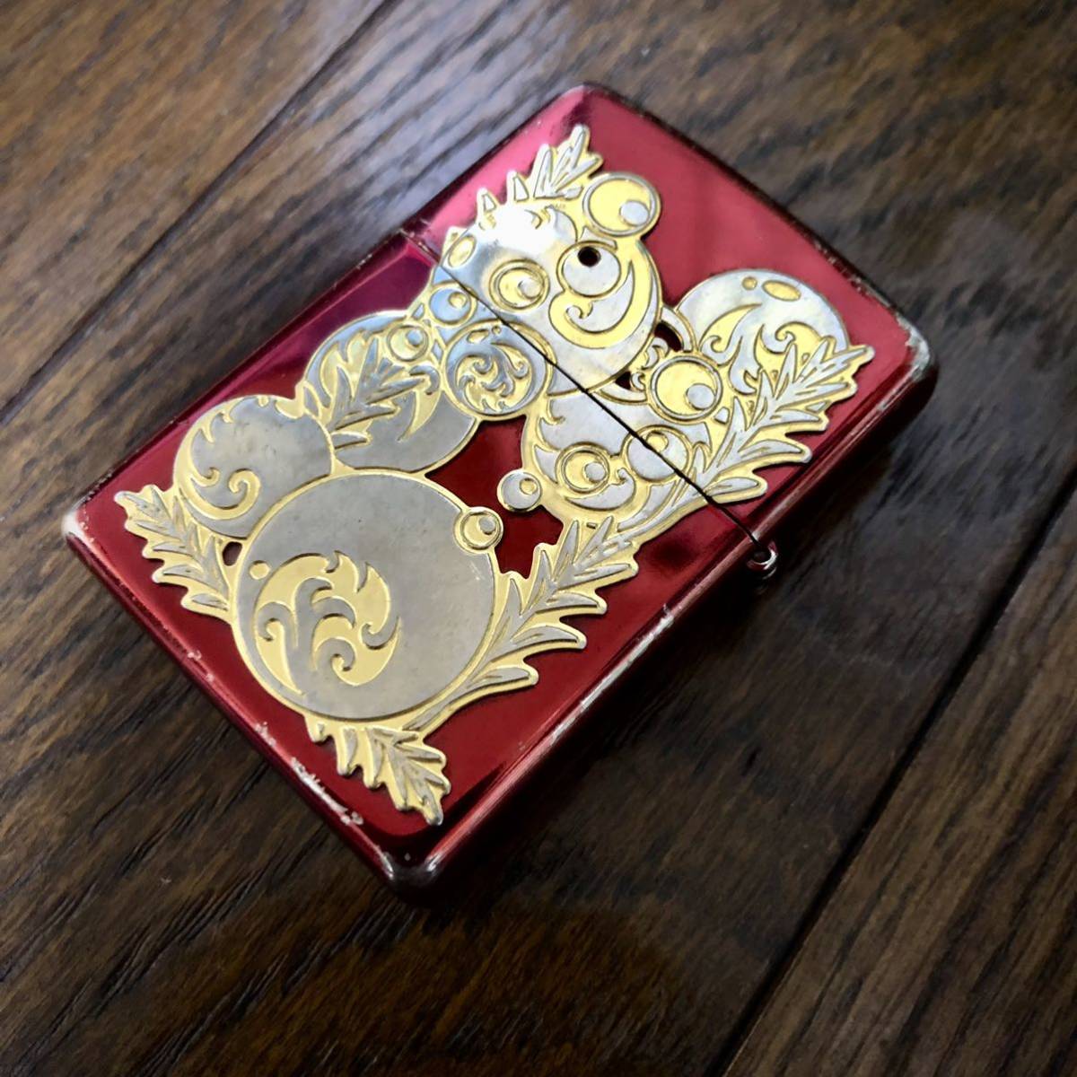 ZIPPO 和柄 登り鯉 鏡面加工 ジッポー ライター 両面メタル貼り 13年製 