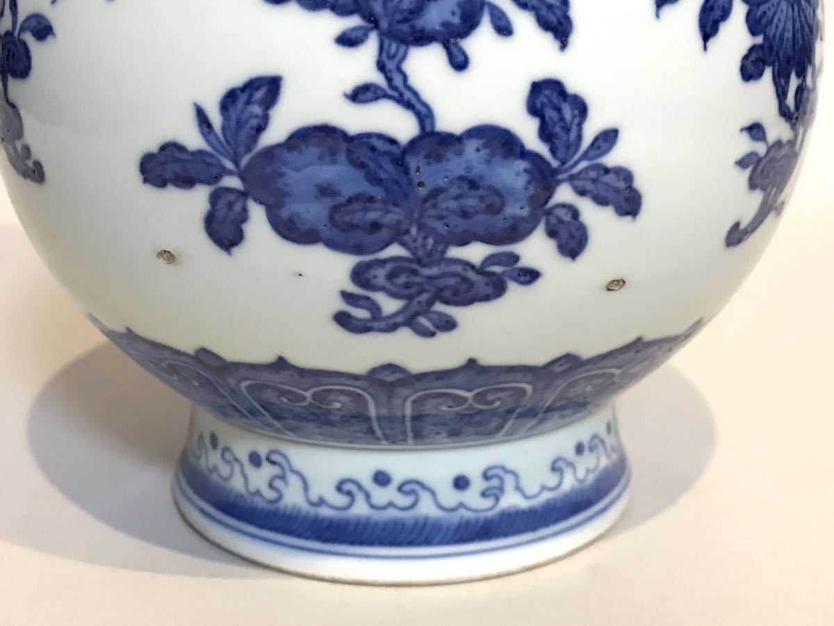清朝期 染付花草文花瓶 大清道光年製銘 唐物 中国美術 箱付(清)｜売買