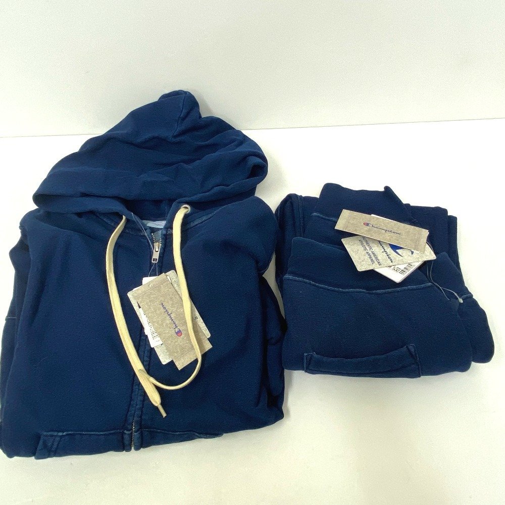 【100%新品，SALE】 Champion チャンピオン REVERSE WEAVE スウェットパーカー パンツ 上下セット C3-K103/C3-H202 インディゴ Ae641861(パーカ)｜売買されたオークション情報、yahooの商品情報をアーカイブ公開 - オークファ 男性用