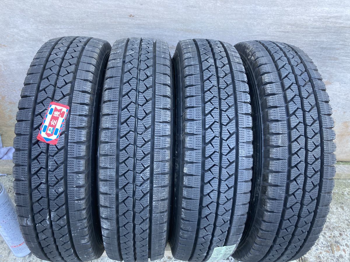 バリ山 スチール ホイール 14x4.5J PCD114.3 5穴 ハブ径67 BS ブリザック VL1 165R14LT 8PR 14年製 4本 14インチ 4穴 車 14x5.5J トヨタ ハブ径