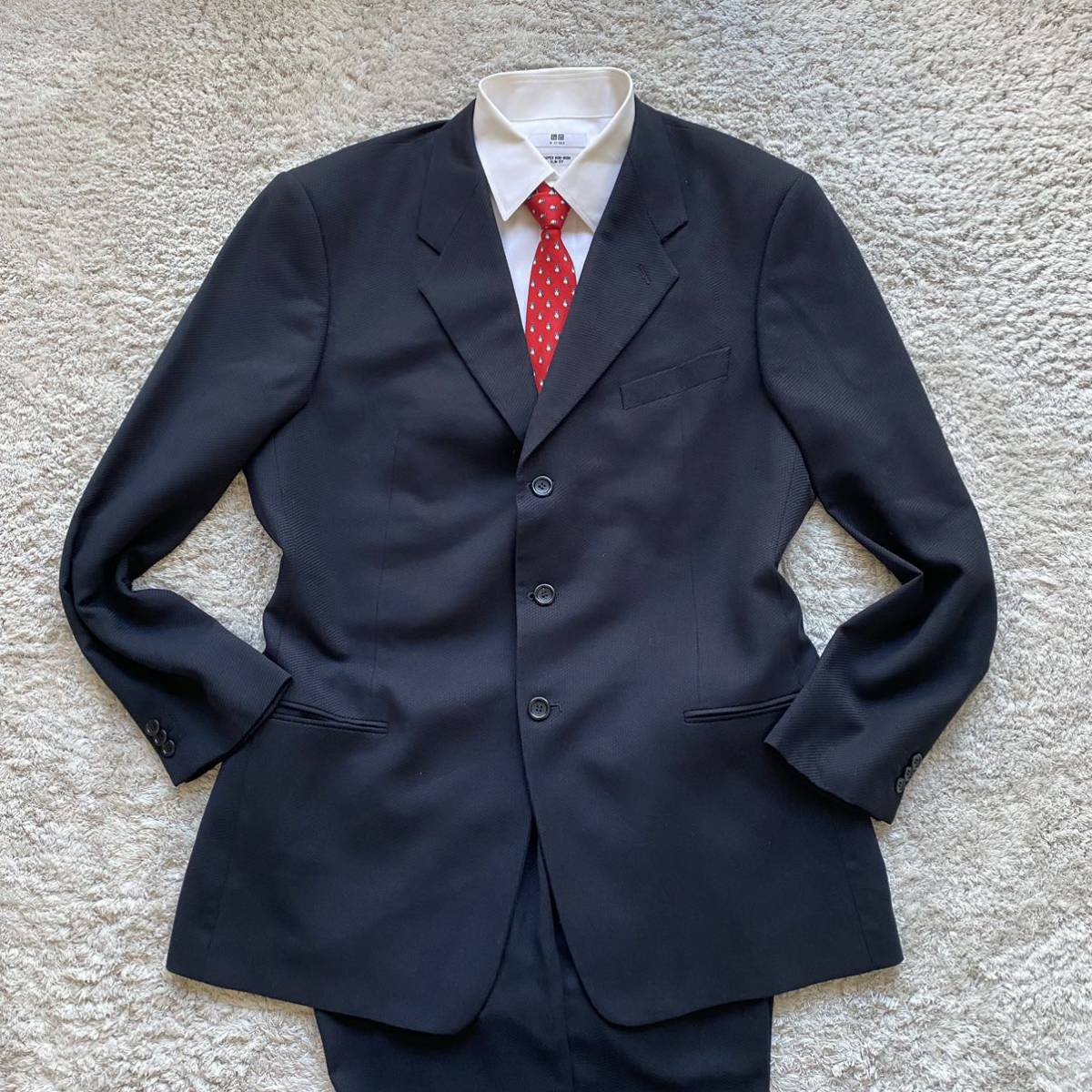 漂う高級感 ARMANI COLLEZIONI アルマーニコレツォーニ スーツ セットアップ 56 XXL 大きいサイズ 黒 ブラック ウール メンズ フォーマル