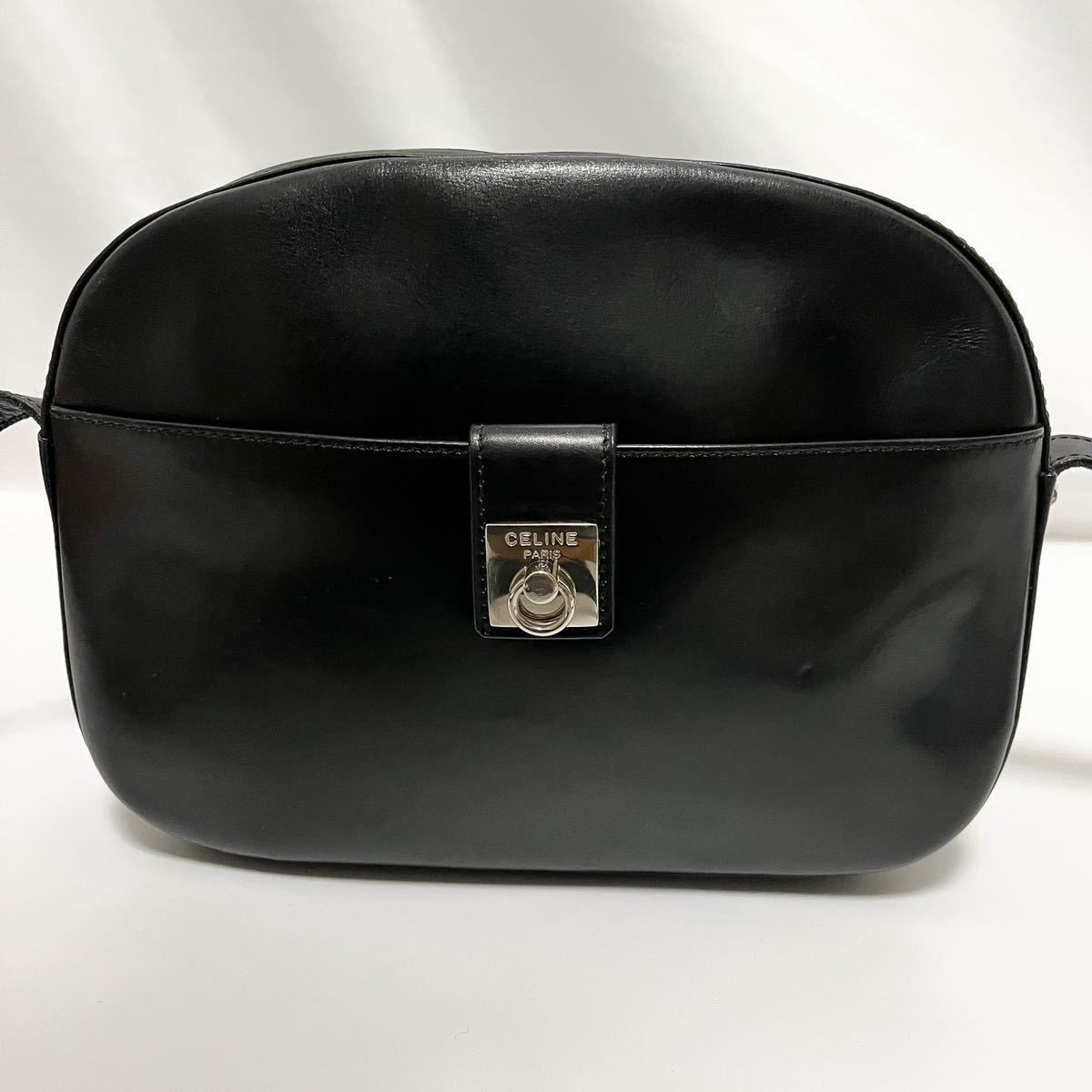 CELINE ショルダーバッグ セリーヌ シルバー金具 オールレザー レザー 