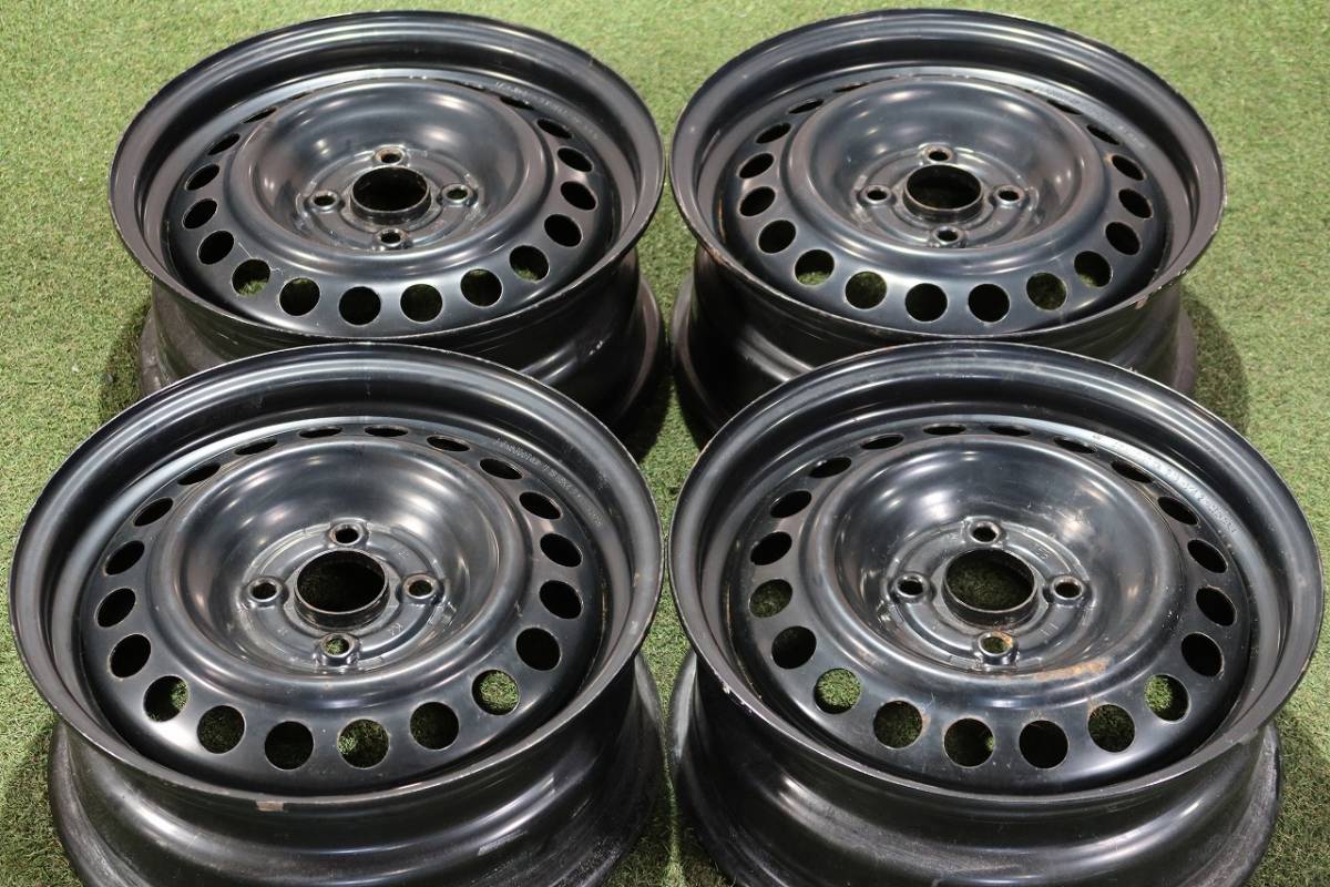 〈良好 スタッドレス用に〉スチールホイール 15in 6J+50 PCD100 4本 ヤリス アクア ヴィッツ カローラフィールダー デミオ フレア 即納 4本 200系 スチールホイール スタッドレス付き スチール純正 最終価格15インチスタッドレスタイヤ&amp;アルミホイールセット