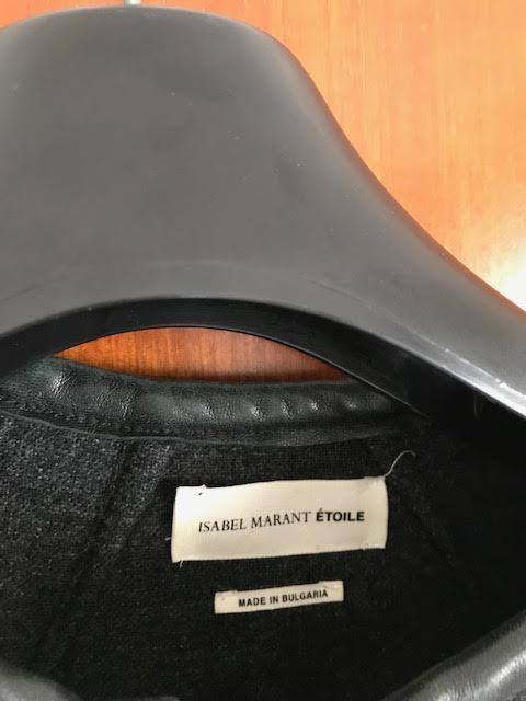 【美品】イザベルマランエトワール ラムレザー切り替え スタジャン 36 黒 □完売 11万5500円 ISABEL MARANT ETOILE 袖レザー スタジャン 38