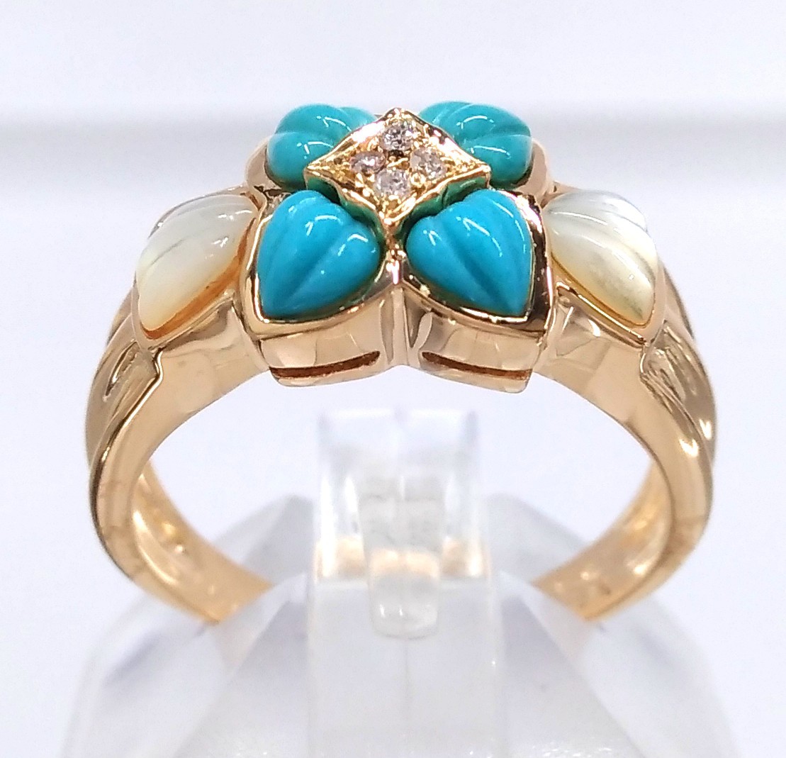 【新品仕上げ済】 K18 ダイヤモンド 0.03ct カラーストーン リング 約11.5号 5.1g