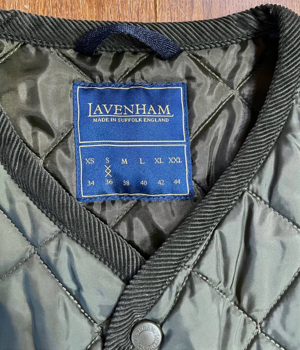 英国製 LAVENHAM ラベンハム キルティング ベスト ジレ 36 オリーブ