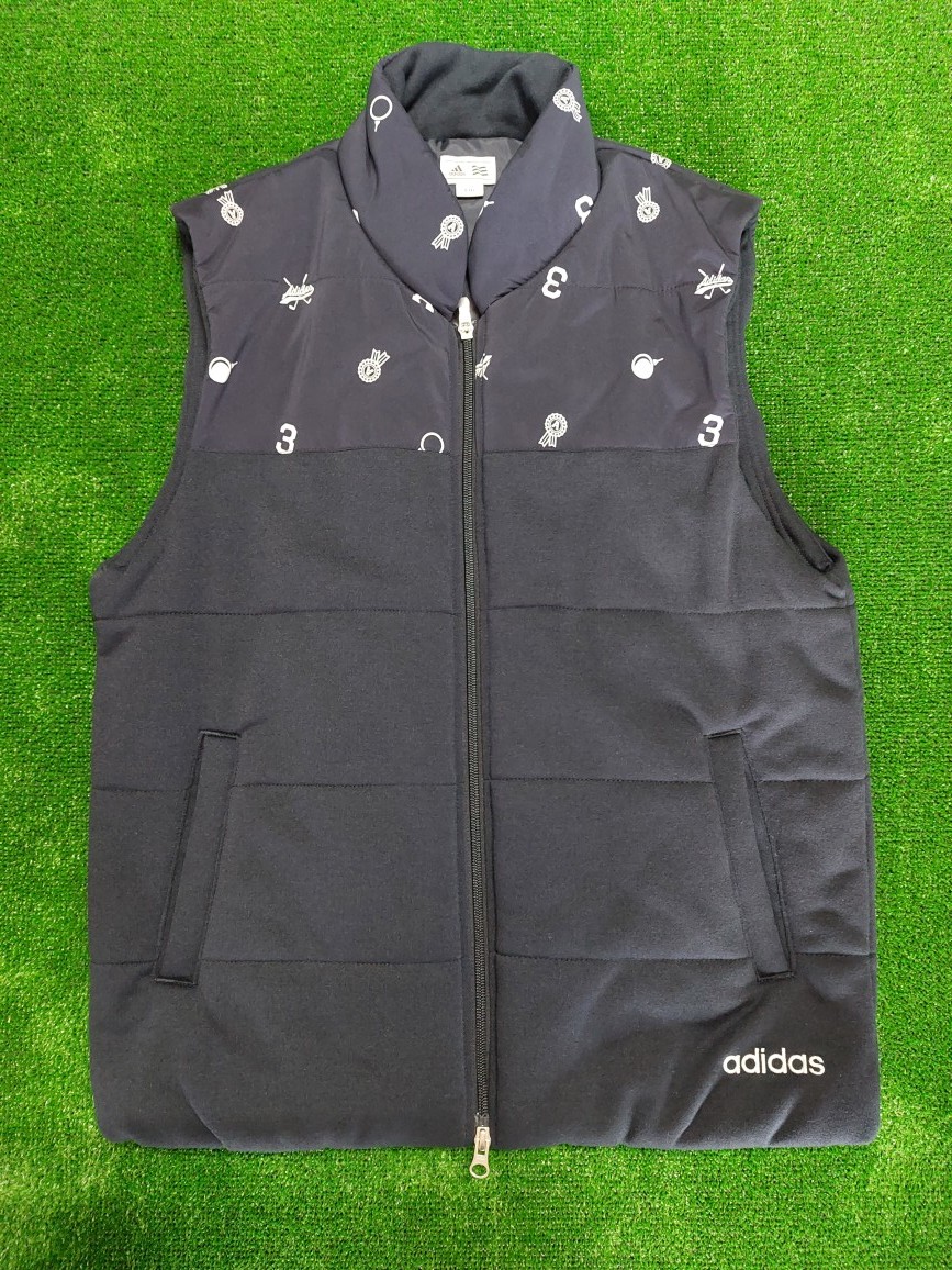 100円～　adidas GOLF　アディダスゴルフダウンベスト　ネイビー　Lサイズ