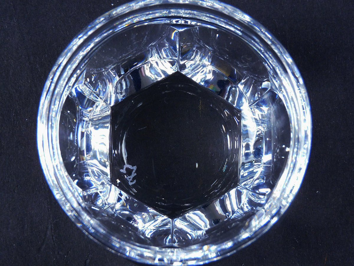 ガラス工芸作家 白幡明 六面取紋 ぐい呑(酒器 盃 杯) 共箱 栞 日本工芸