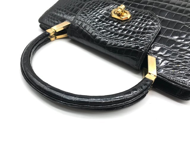 1円 GUCCI グッチ 本クロコ ターンロック ハンド バッグ ブラック M6492 GUCCI グッチ 1円 菊MZ 21点 白系×シルバー