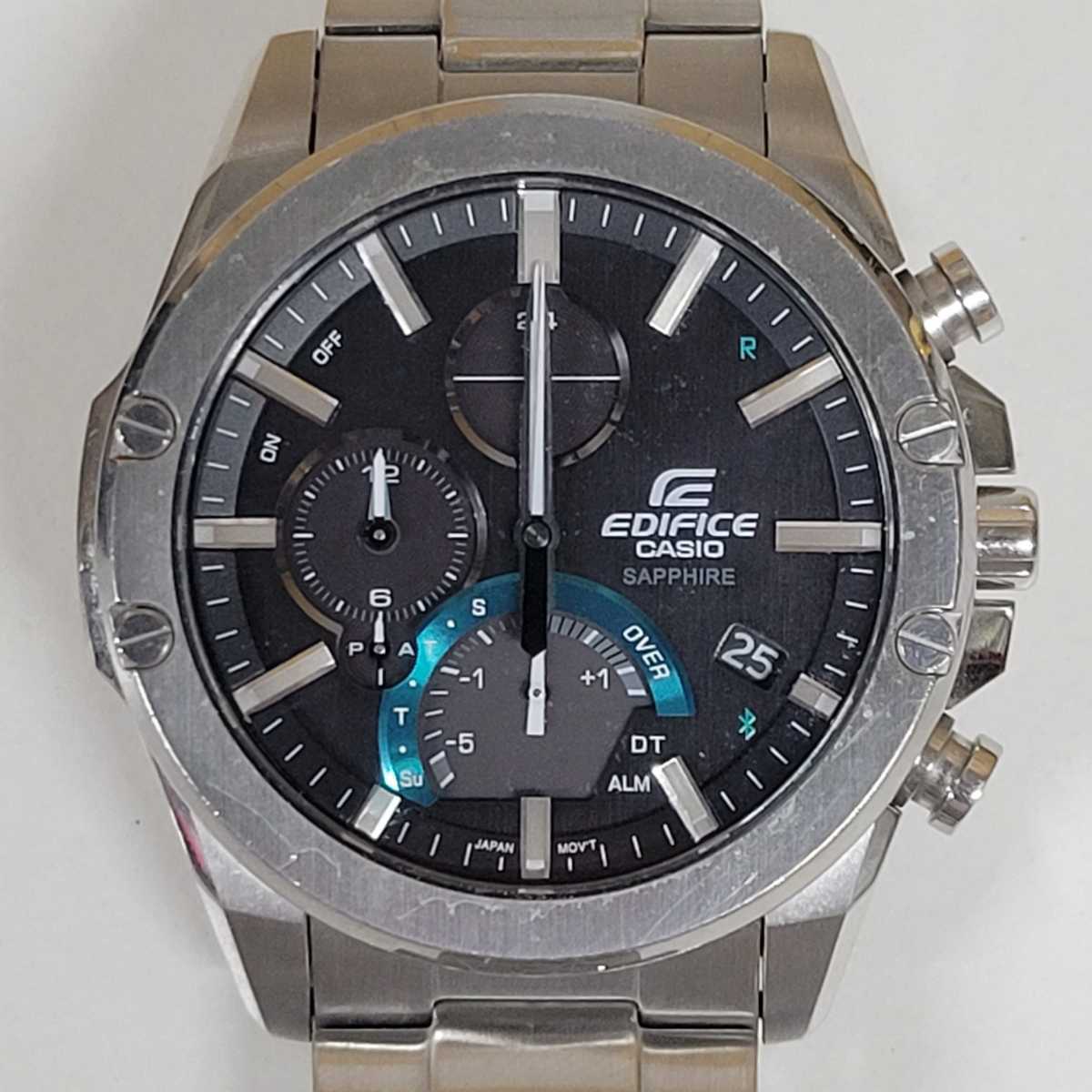 1円~【動作未確認】CASIO カシオ EDIFICE エディフィス EQB-1000 クロノグラフ 時計 腕時計 ソーラー 黒文字盤 ステンレス