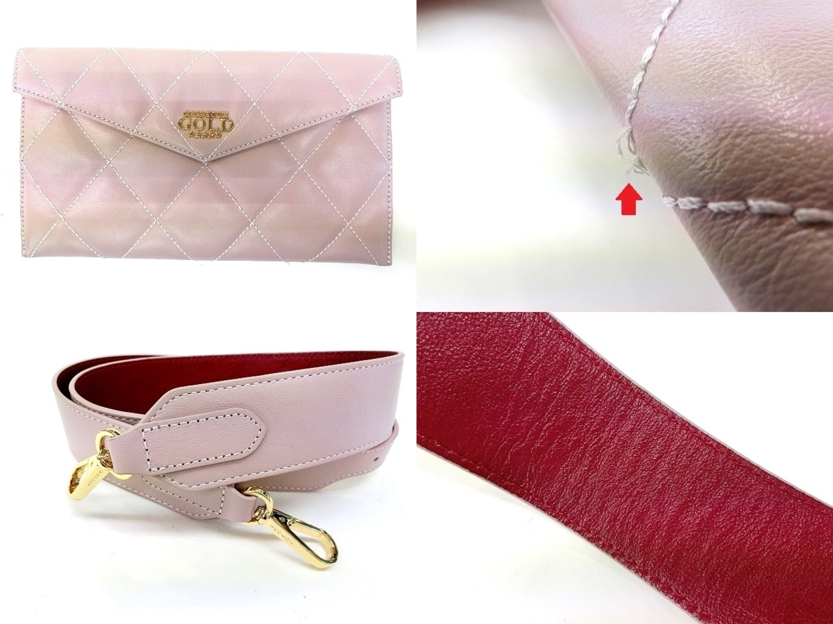 レディース COCOCELUX GOLD ショルダーバッグ キルティング 2way ピンク