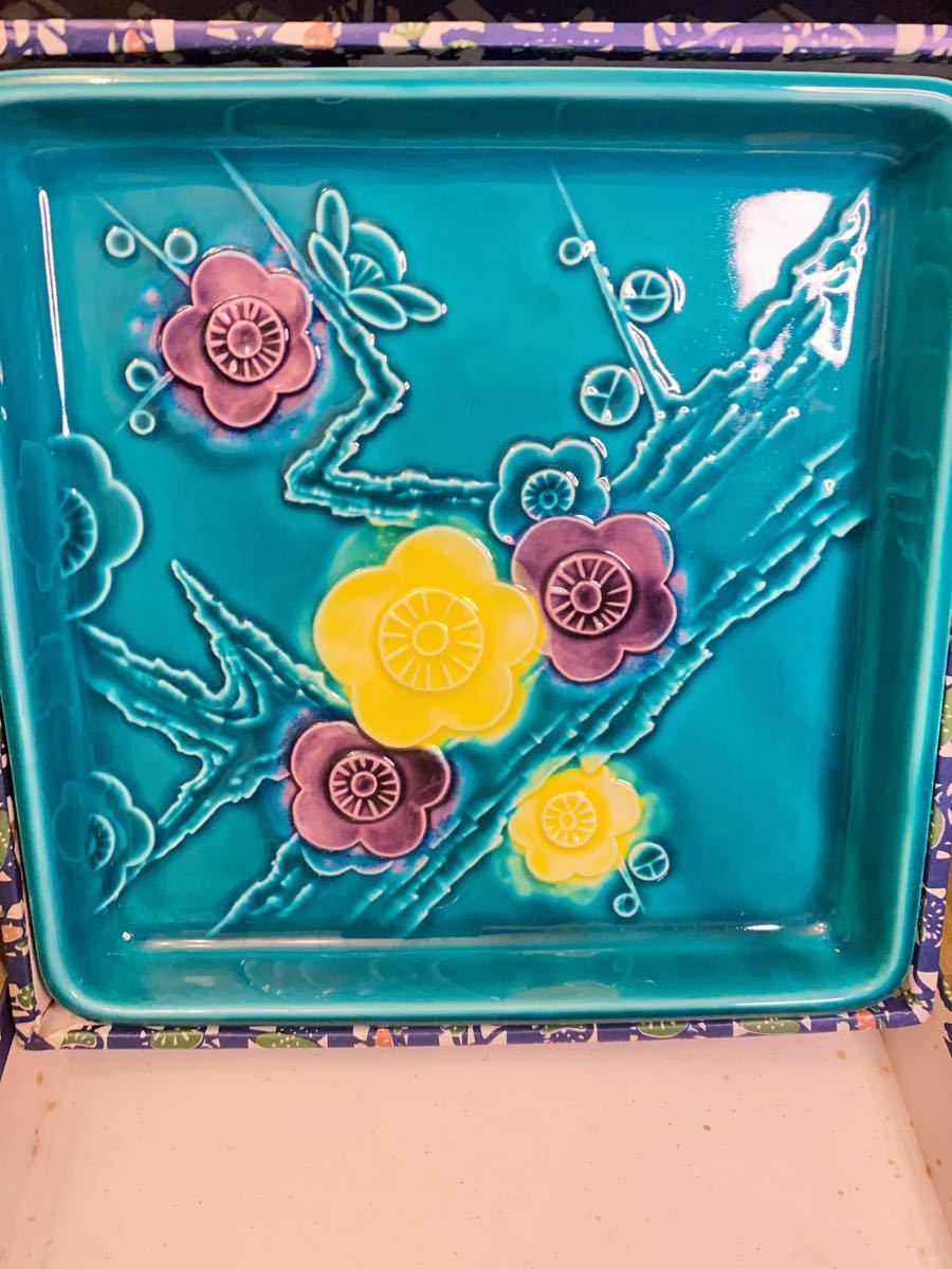 清水焼 松本石亭 外青交趾分銅形皿(五枚) 清水焼 松本石亭 外青交趾分銅形皿(五枚)