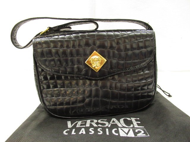 1円～ GIANNI VERSACE ジャンニ ヴェルサーチ クロコ型押しレザー