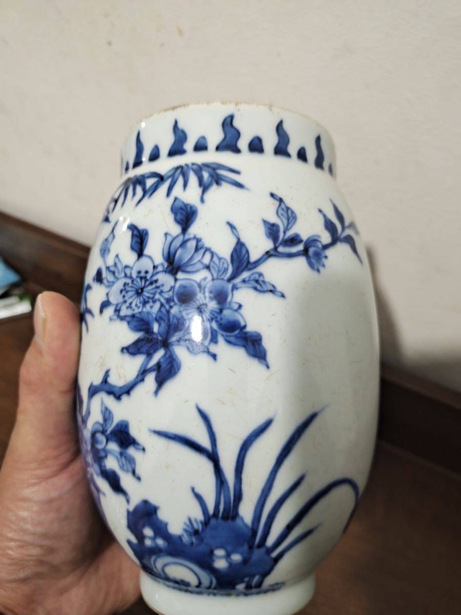青花 唐物 花瓶 中国美術 清朝期 清時代 中国 染付 壺 古玩 清朝